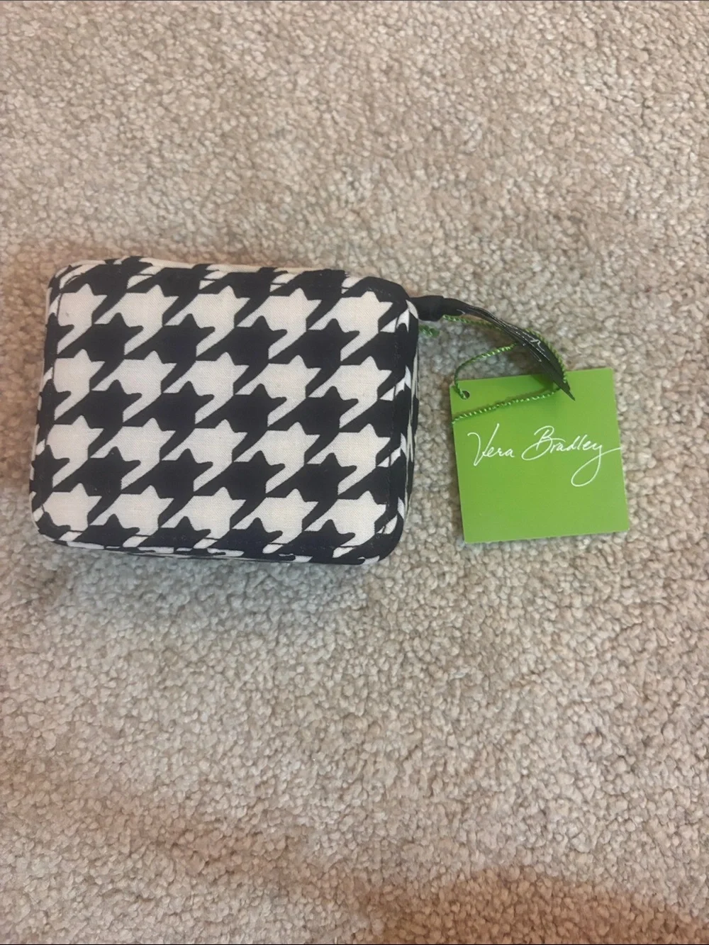 Vera Bradley Black & White Houndstooth Travel pill Pouch - one stain on back